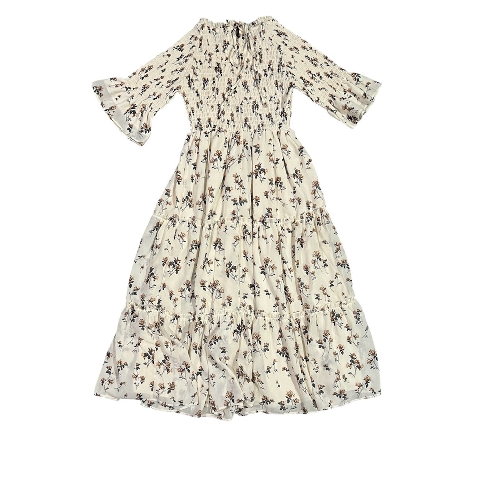 JessaKae Cream Off Shoulder Midi Puff Sleeve Sundress Size S - Picture 5 of 11